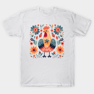 Scandinavian Folk Art Cock T-Shirt